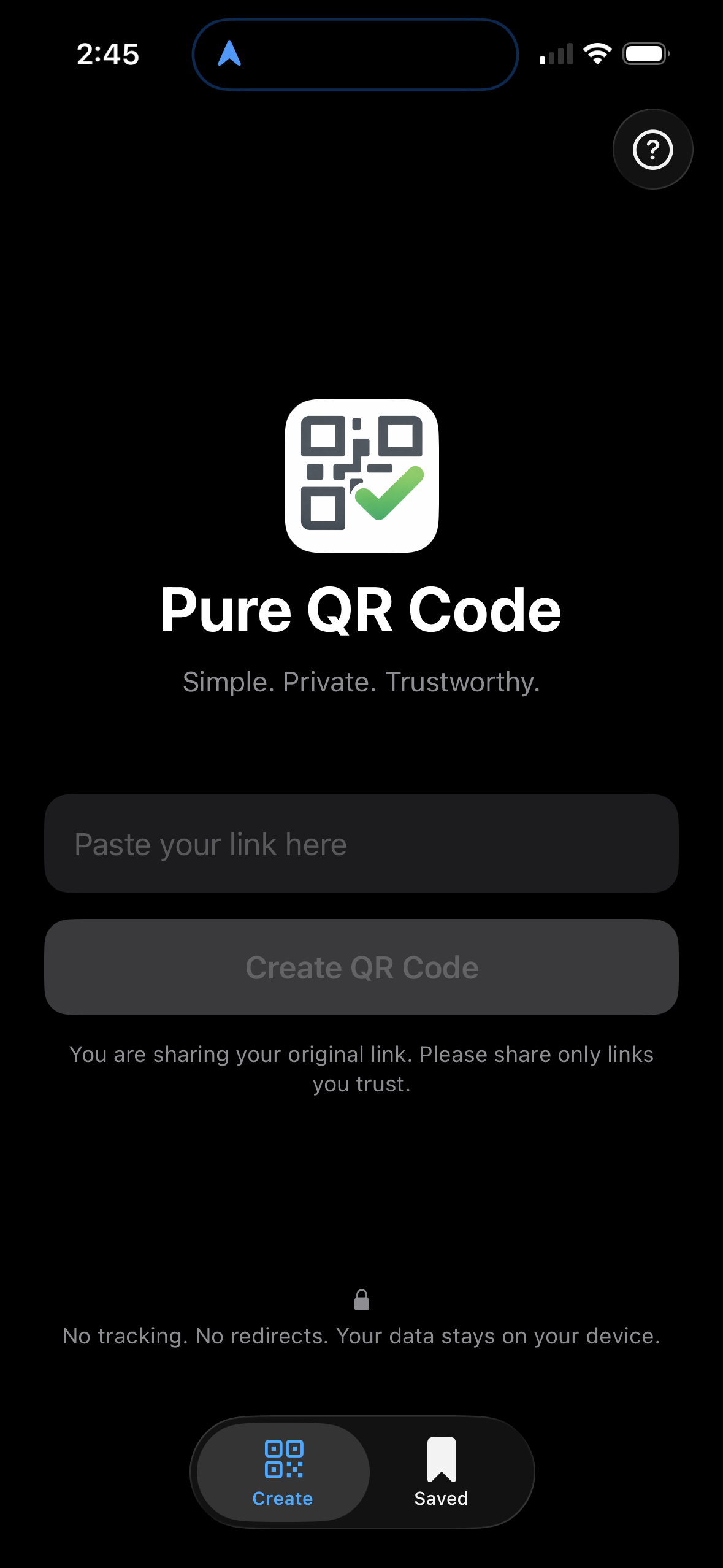 Pure QR Code detail view in the iOS app